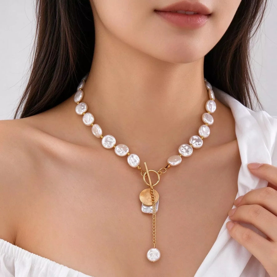 Baroque Pearl Toggle Necklace Style A / onesize Apparel and Accessories
