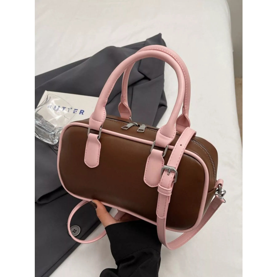 Barrel Crossbody Bag with Key Charm Brown / One Size Apparel and Accessories