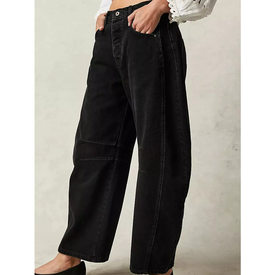 Barrel-Leg Jeans Black / S Apparel and Accessories