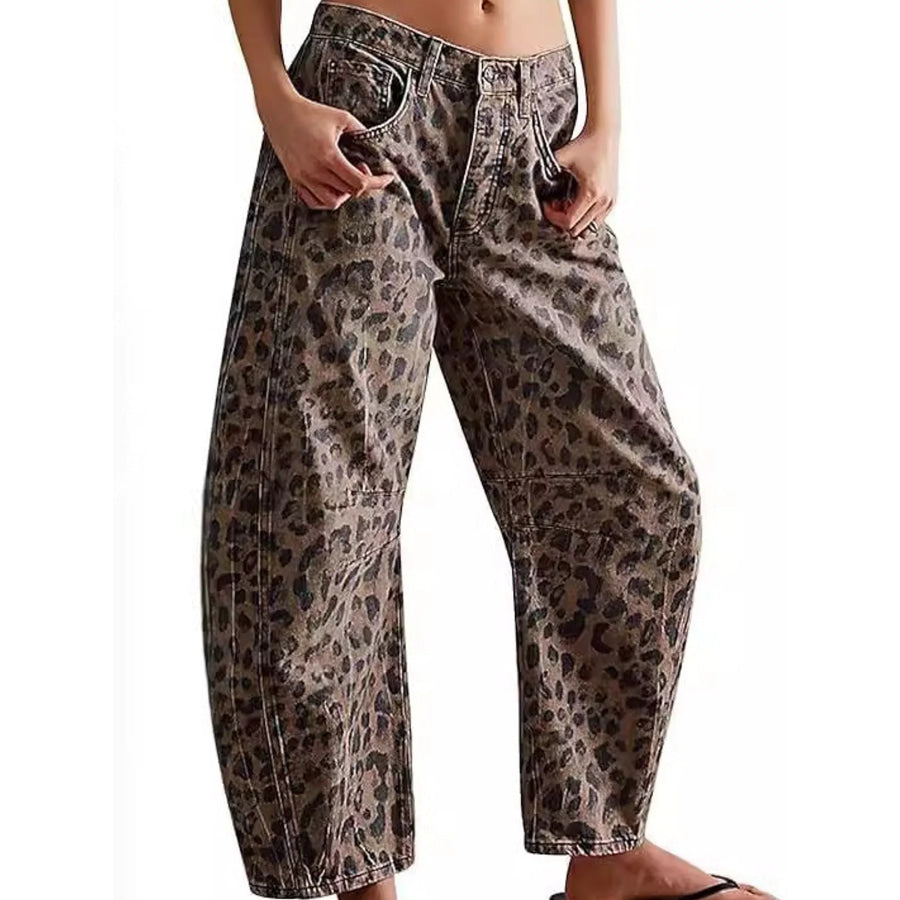 Barrel-Leg Jeans Leopard Print / S Apparel and Accessories