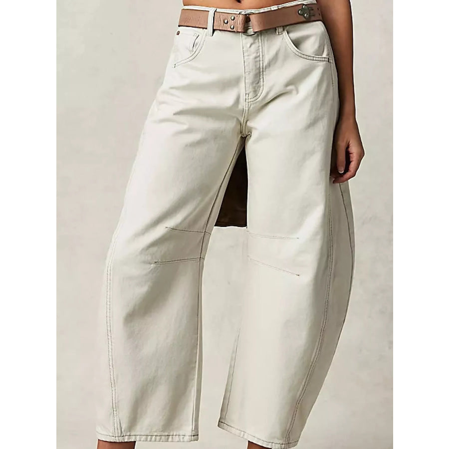 Barrel-Leg Jeans White / S Apparel and Accessories