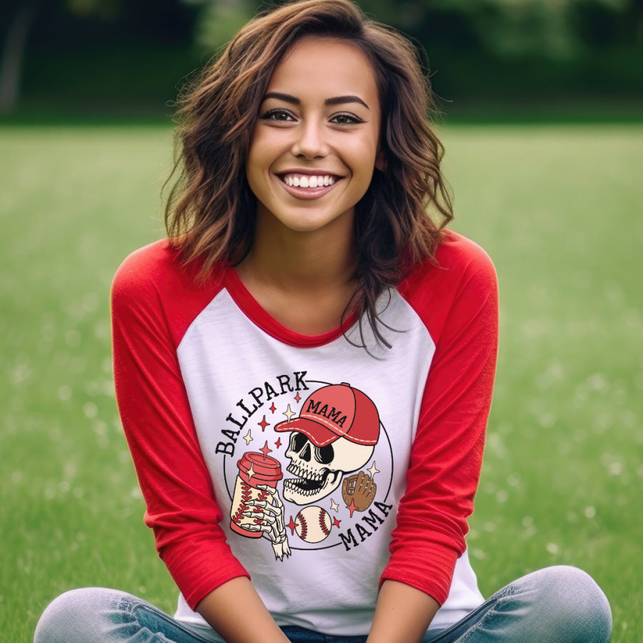 Baseball Mama Raglan Graphic Tee XS / Red T-shirt
