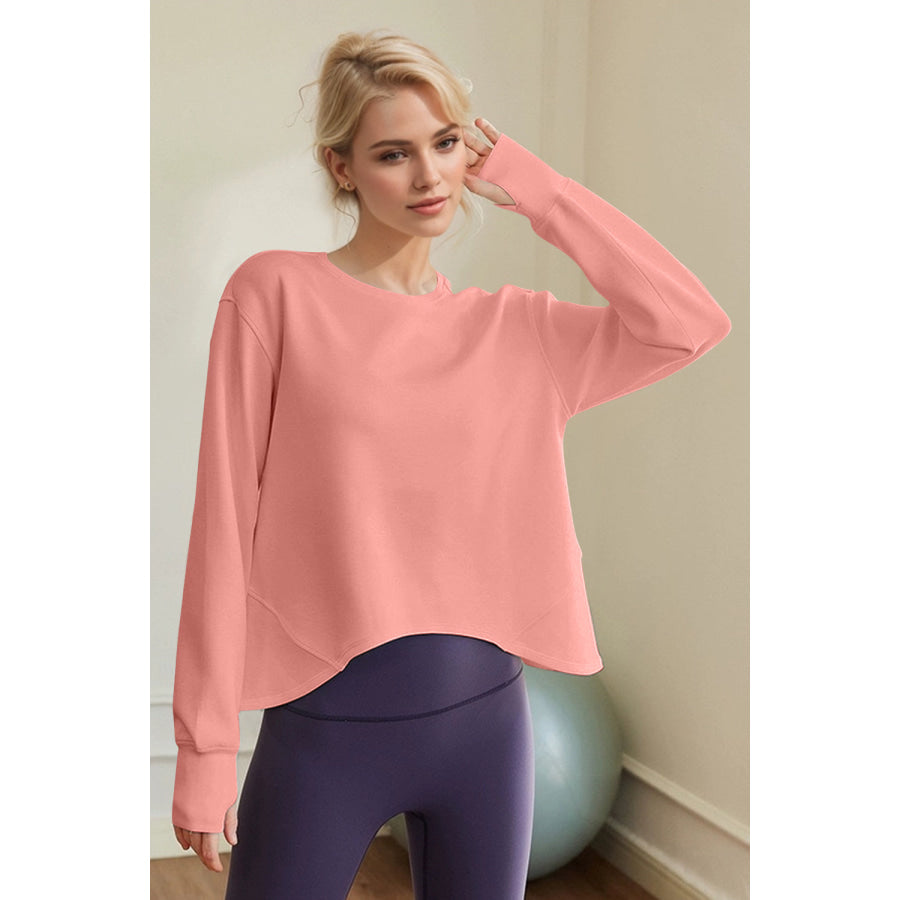 Basic Bae Air Scuba Round Neck Long Sleeve Sweatshirt Sherbet / S Apparel and Accessories