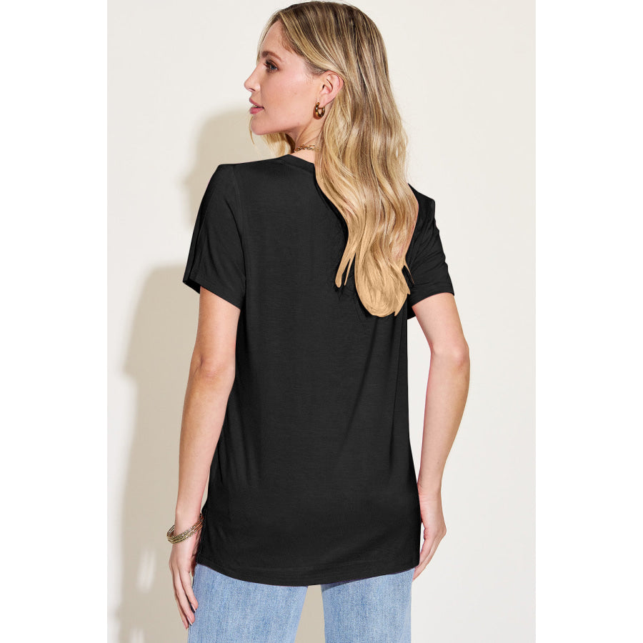 Basic Bae Bamboo Full Size V-Neck High-Low T-Shirt Apparel and Accessories