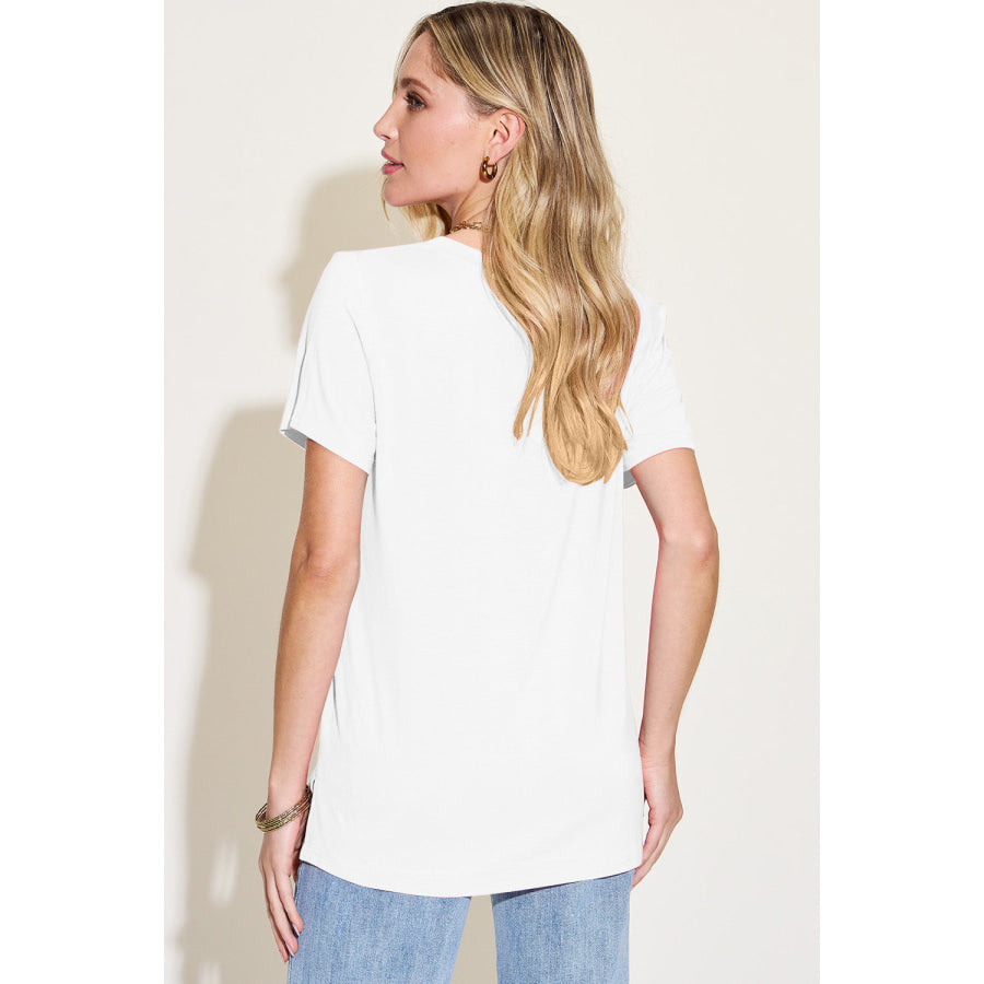 Basic Bae Bamboo Full Size V-Neck High-Low T-Shirt Apparel and Accessories