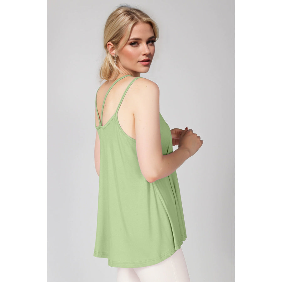 Basic Bae Bamboo Scoop Neck Double Spaghetti Straps Cami Lime / S Apparel and Accessories