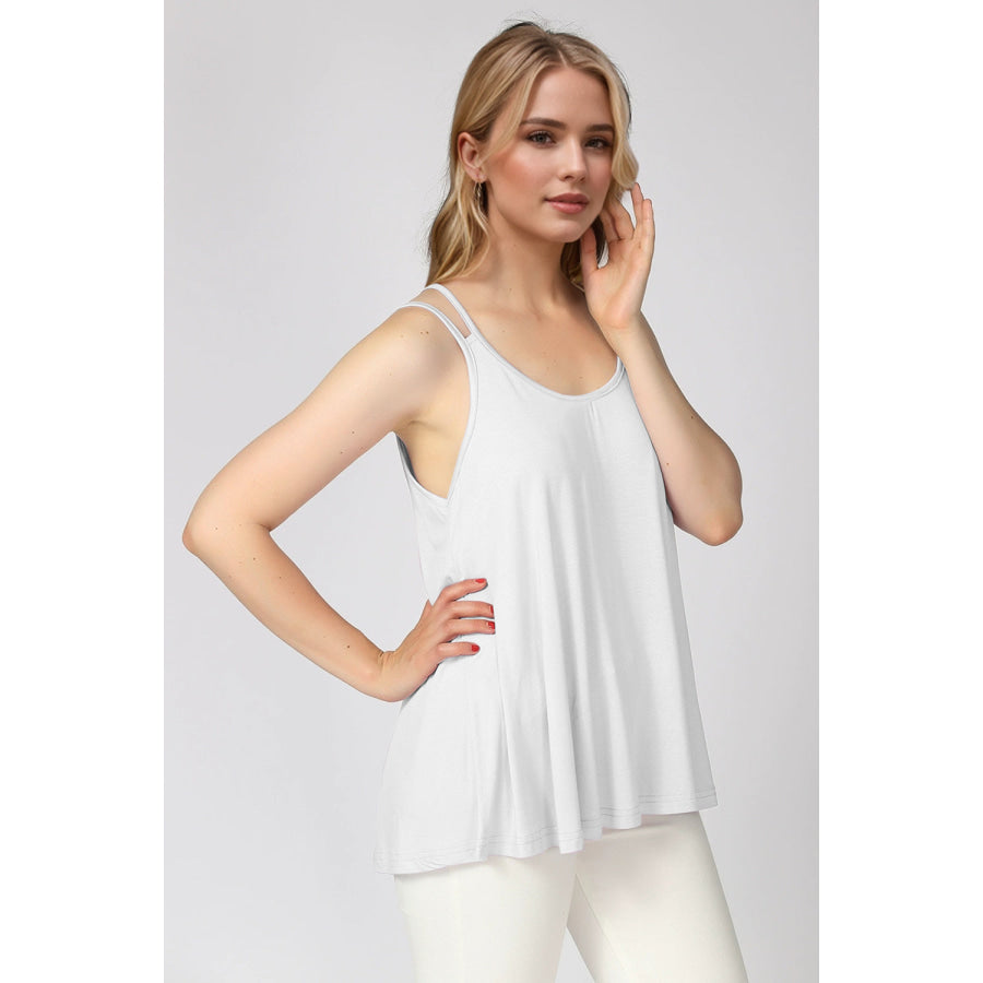 Basic Bae Bamboo Scoop Neck Double Spaghetti Straps Cami White / S Apparel and Accessories