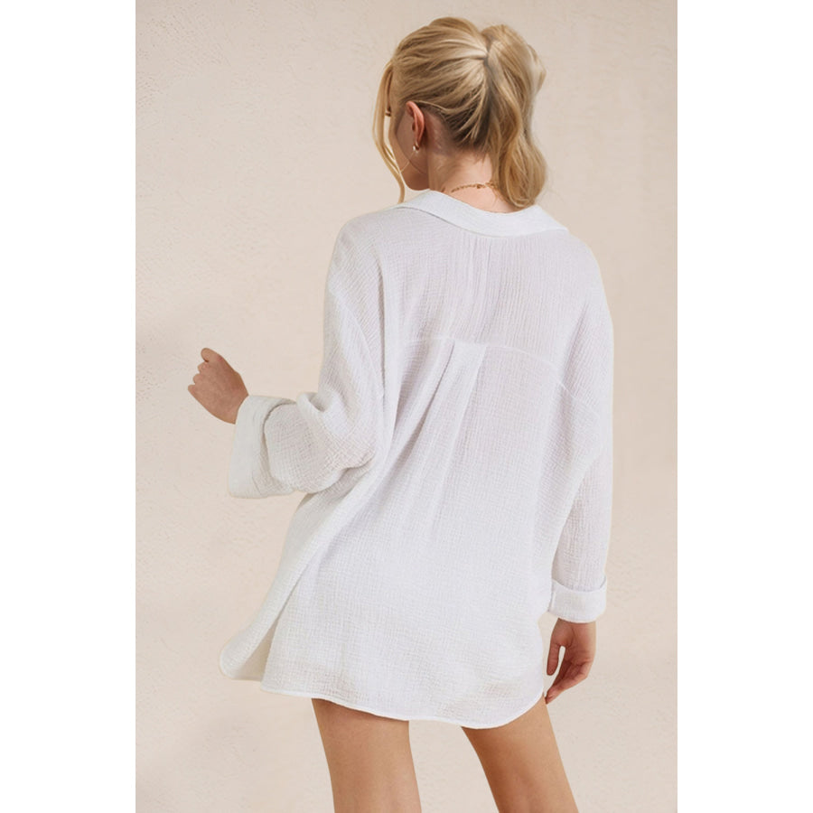 Basic Bae Breathable Button Down Long Sleeve Top and Shorts Set Apparel and Accessories