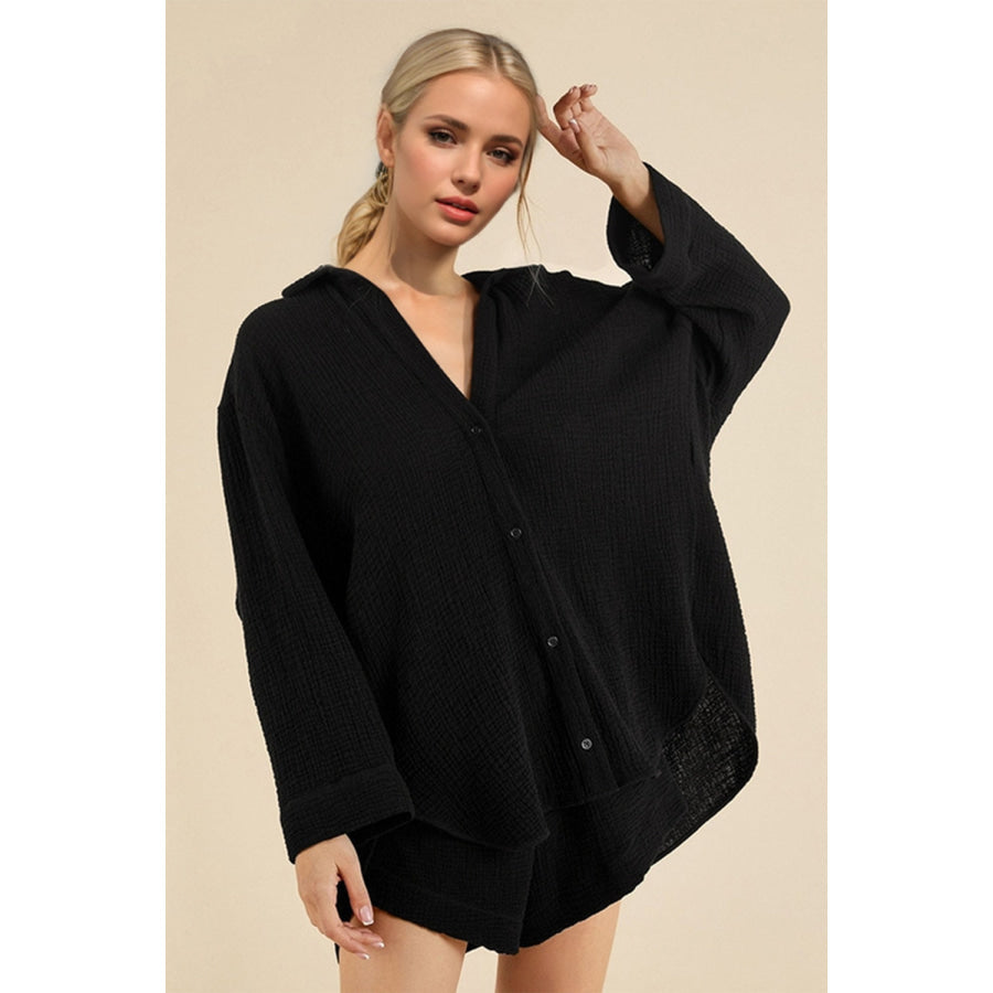 Basic Bae Breathable Button Down Long Sleeve Top and Shorts Set Apparel and Accessories