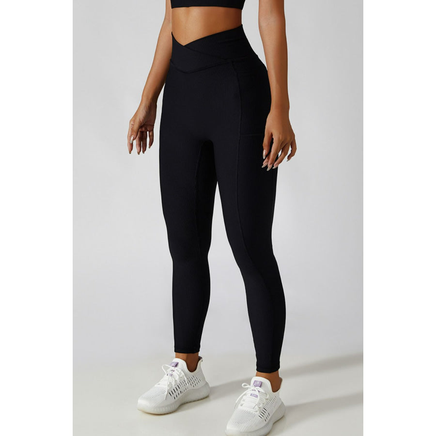 Basic Bae Crossover Waist Active Leggings Black / S Apparel and Accessories