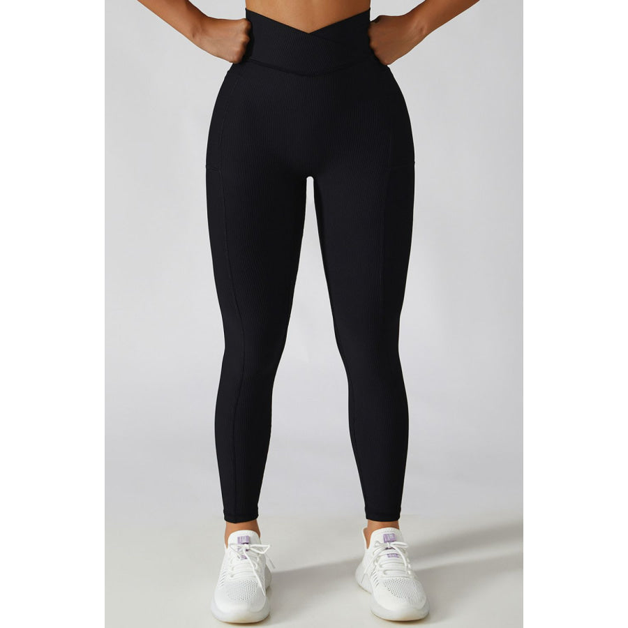 Basic Bae Crossover Waist Active Leggings Black / S Apparel and Accessories