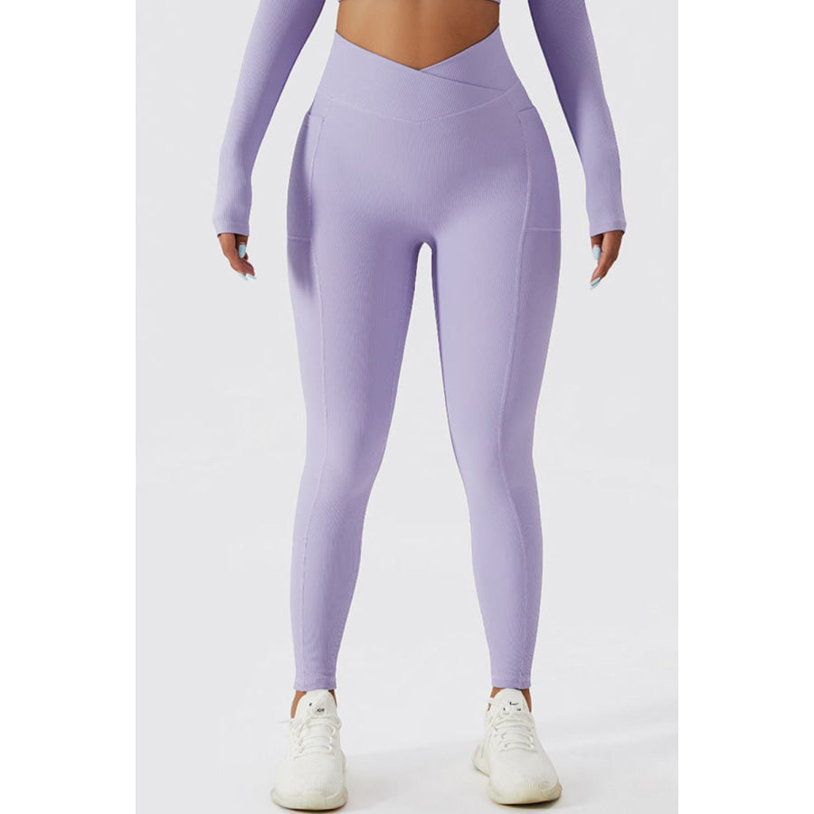 Basic Bae Crossover Waist Active Leggings Lavender / S Apparel and Accessories