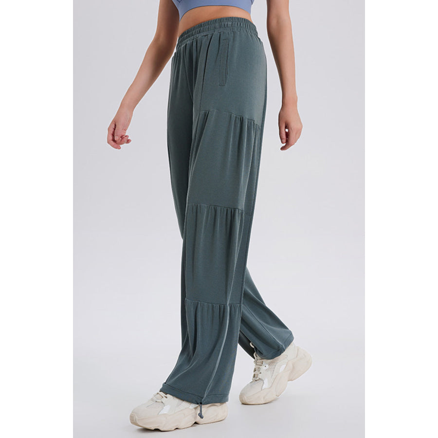 Basic Bae Drawstring Elastic Waist Ruched Joggers Apparel and Accessories