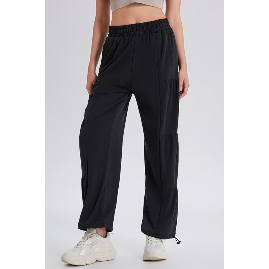 Basic Bae Drawstring Elastic Waist Ruched Joggers Apparel and Accessories