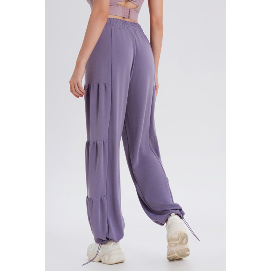 Basic Bae Drawstring Elastic Waist Ruched Joggers Apparel and Accessories