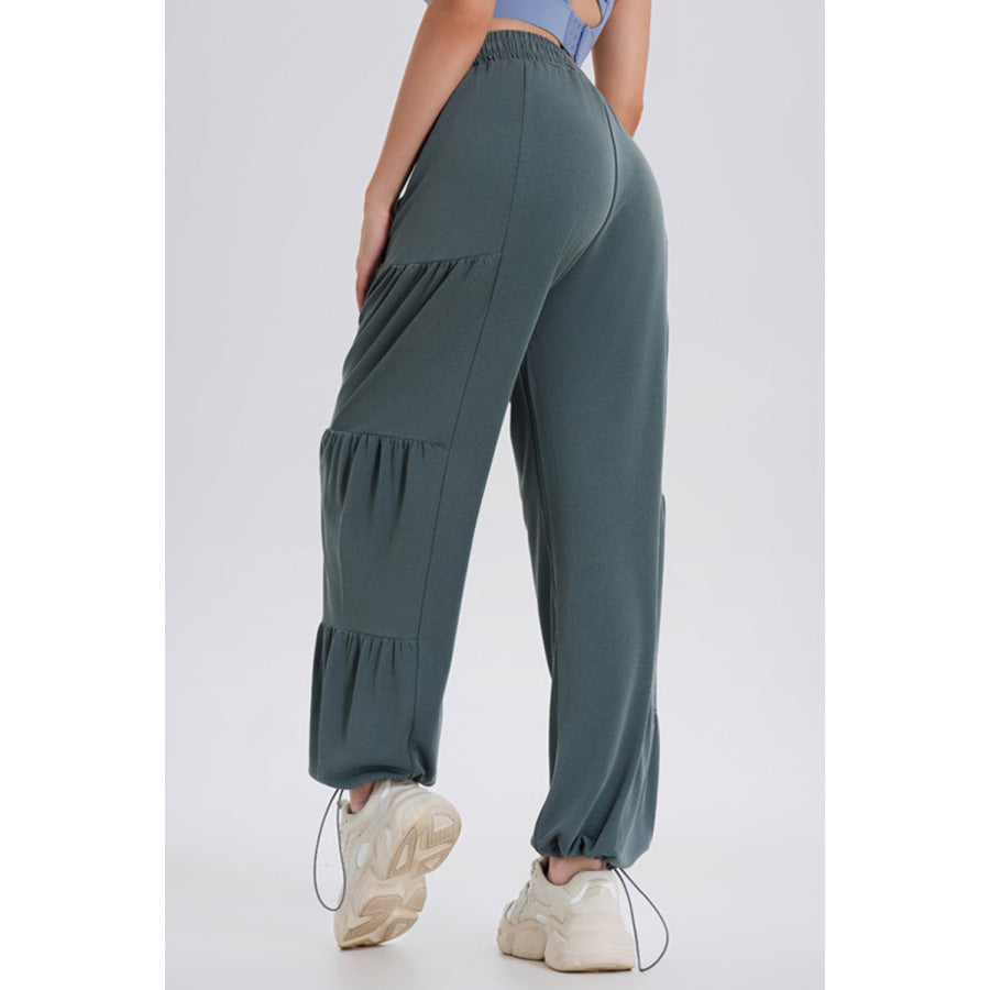 Basic Bae Drawstring Elastic Waist Ruched Joggers Apparel and Accessories