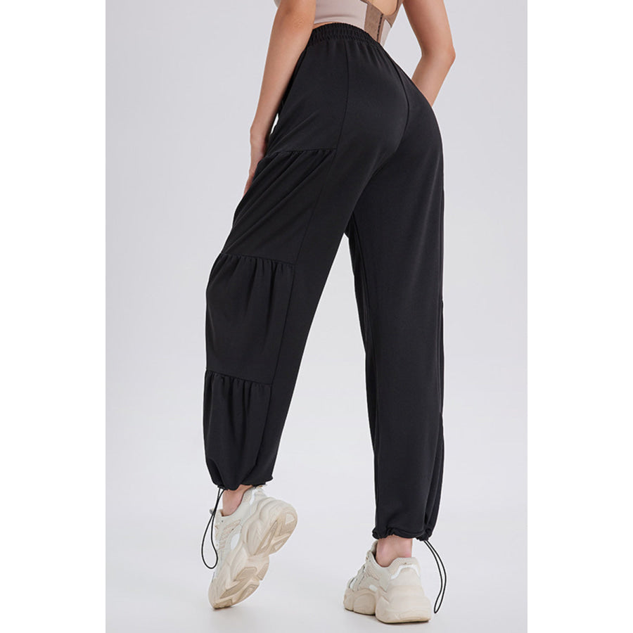 Basic Bae Drawstring Elastic Waist Ruched Joggers Apparel and Accessories