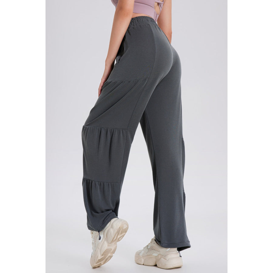 Basic Bae Drawstring Elastic Waist Ruched Joggers Apparel and Accessories