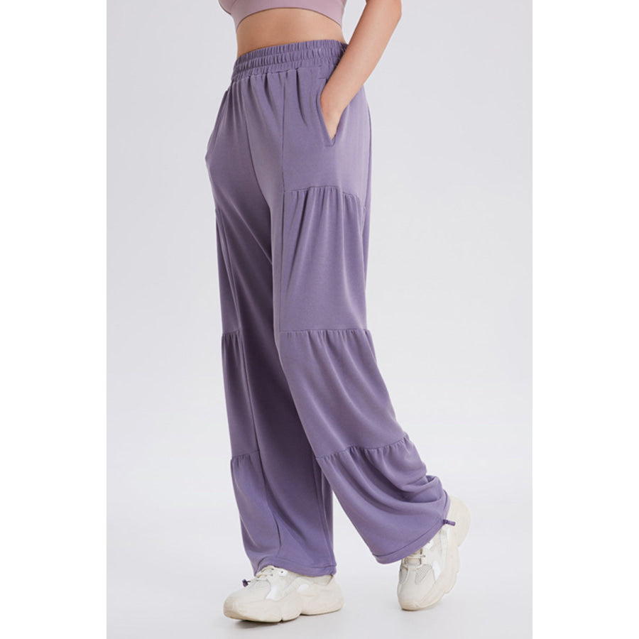 Basic Bae Drawstring Elastic Waist Ruched Joggers Apparel and Accessories