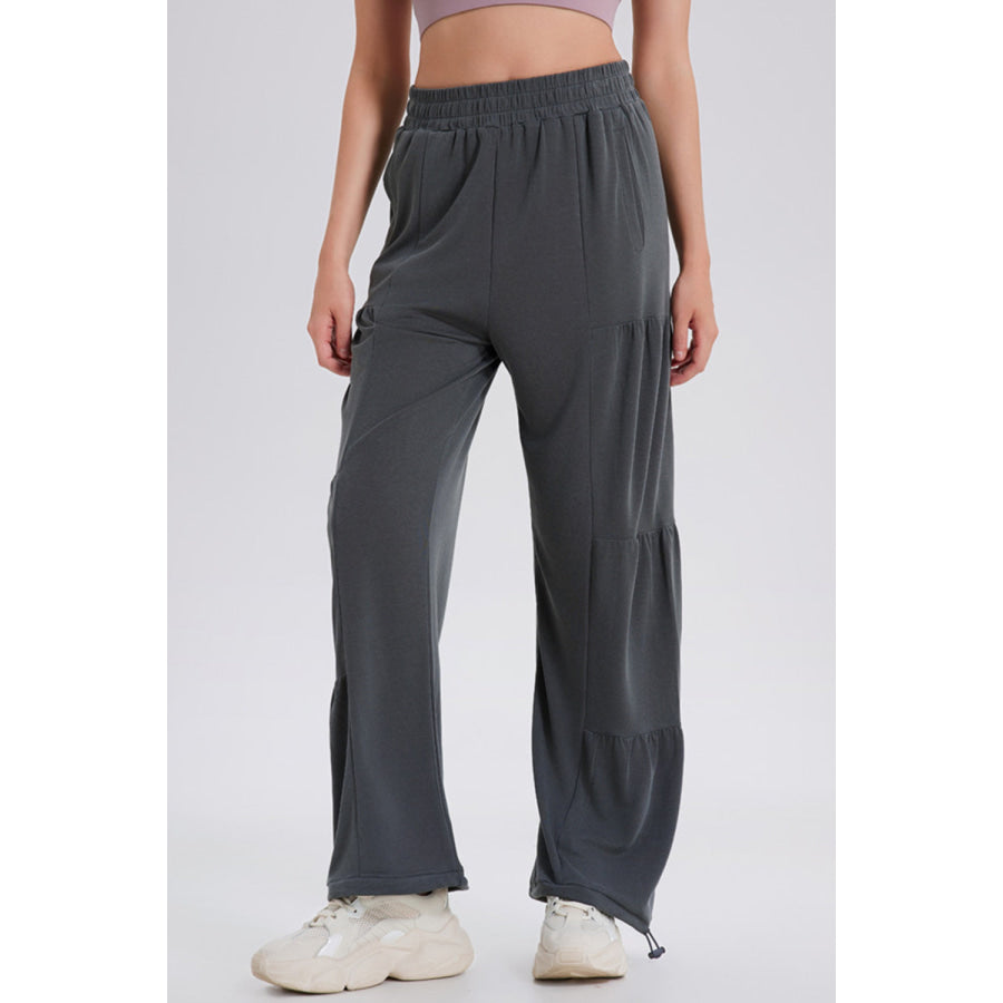 Basic Bae Drawstring Elastic Waist Ruched Joggers Moss / S Apparel and Accessories