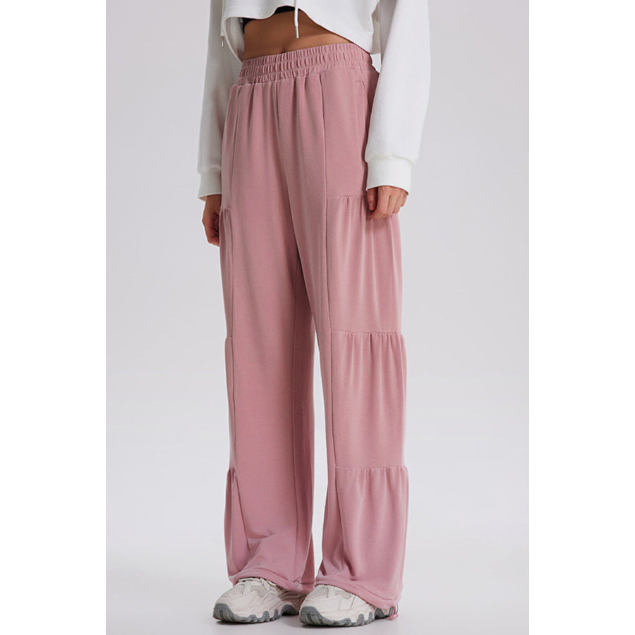 Basic Bae Drawstring Elastic Waist Ruched Joggers Pale Blush / S Apparel and Accessories