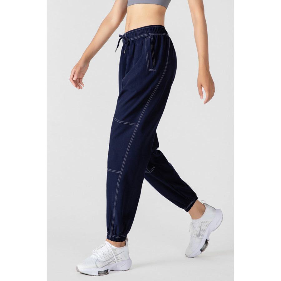 Basic Bae Drawstring Joggers with Pockets Peacock Blue / S Apparel and Accessories