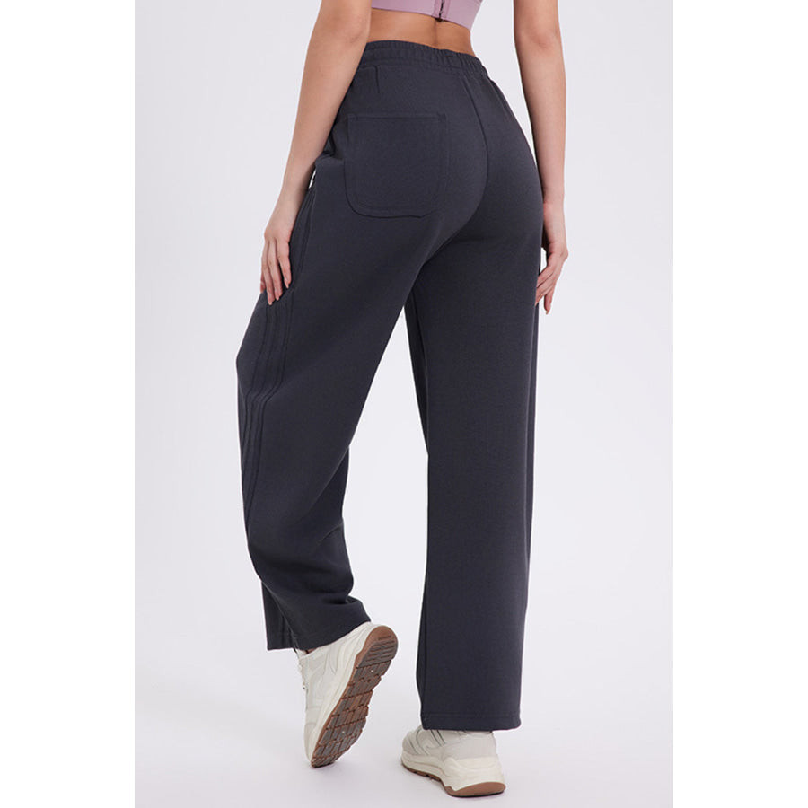 Basic Bae Elastic Waist Straight Leg Pants with Pockets Apparel and Accessories