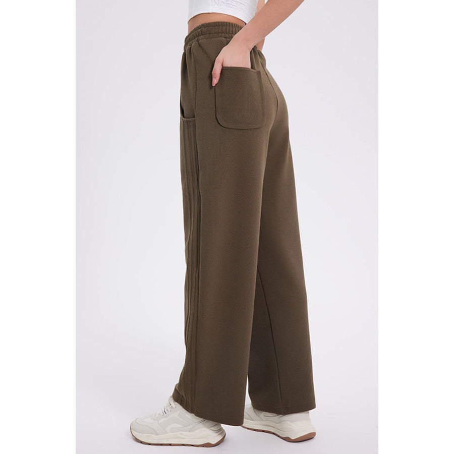 Basic Bae Elastic Waist Straight Leg Pants with Pockets Apparel and Accessories