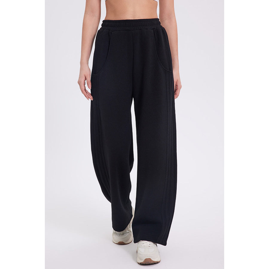 Basic Bae Elastic Waist Straight Leg Pants with Pockets Apparel and Accessories