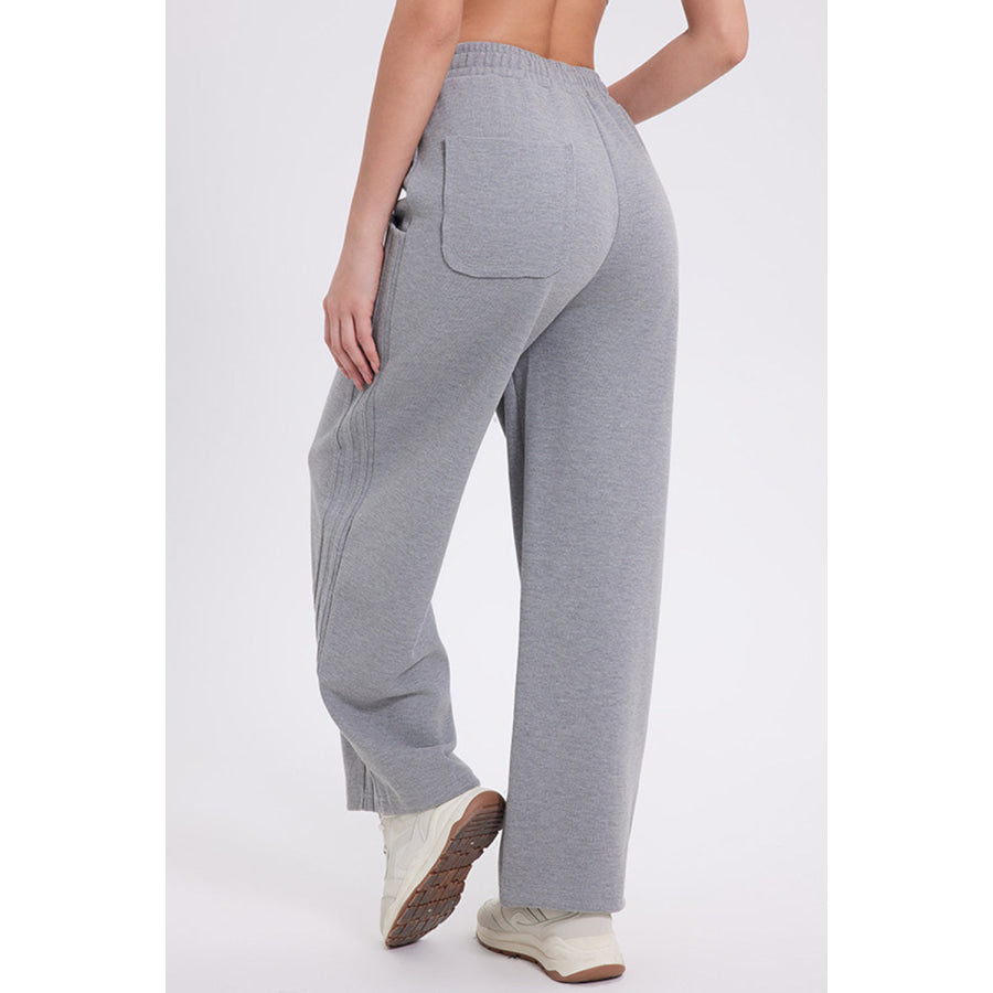 Basic Bae Elastic Waist Straight Leg Pants with Pockets Apparel and Accessories