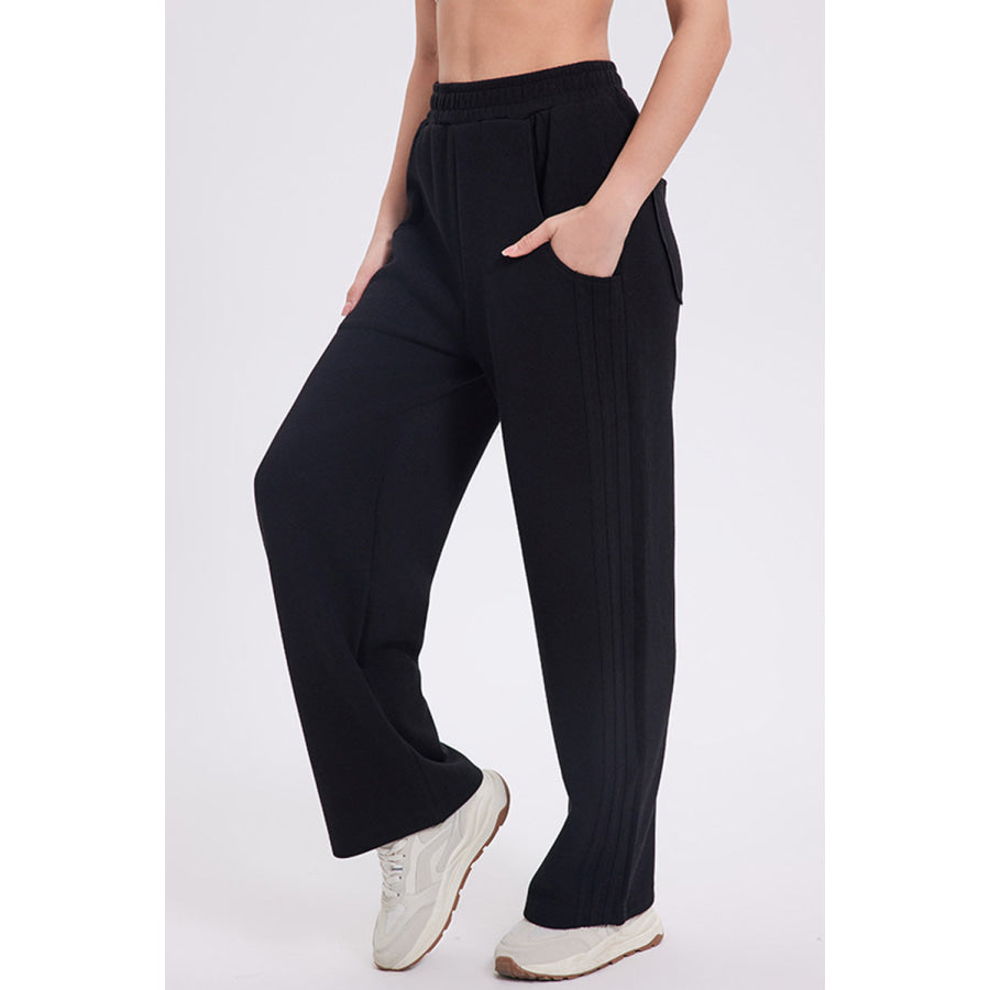 Basic Bae Elastic Waist Straight Leg Pants with Pockets Black / S Apparel and Accessories