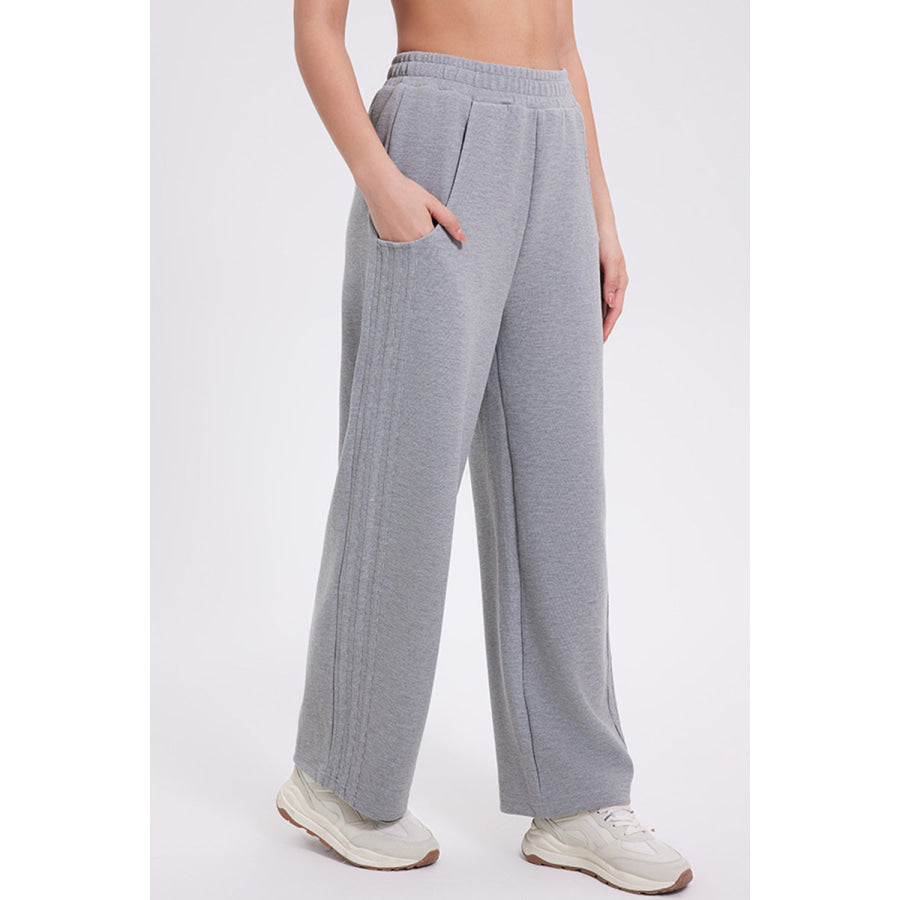 Basic Bae Elastic Waist Straight Leg Pants with Pockets Gray / S Apparel and Accessories