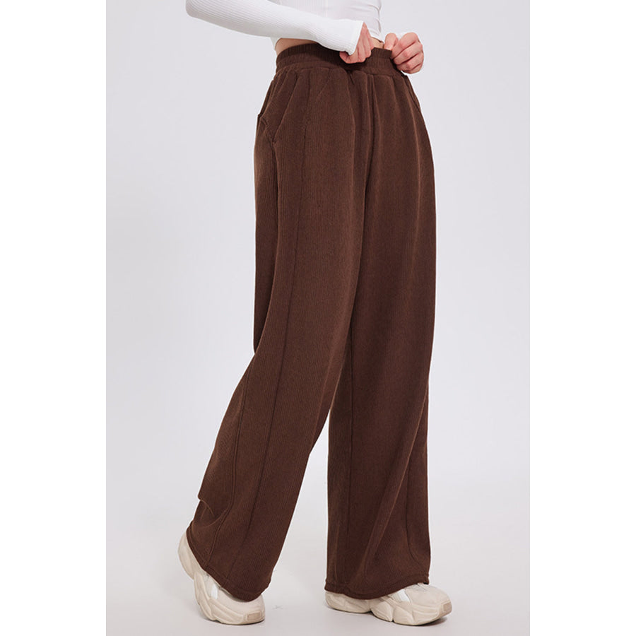 Basic Bae Elastic Waist Wide Leg Pants Apparel and Accessories