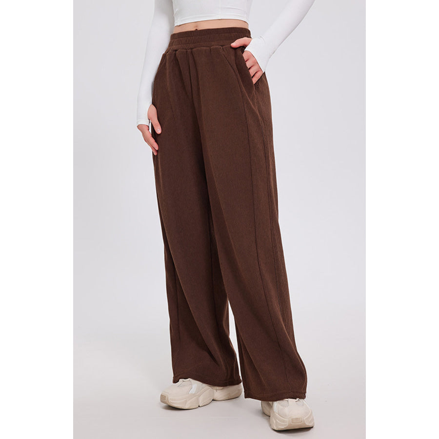 Basic Bae Elastic Waist Wide Leg Pants Apparel and Accessories