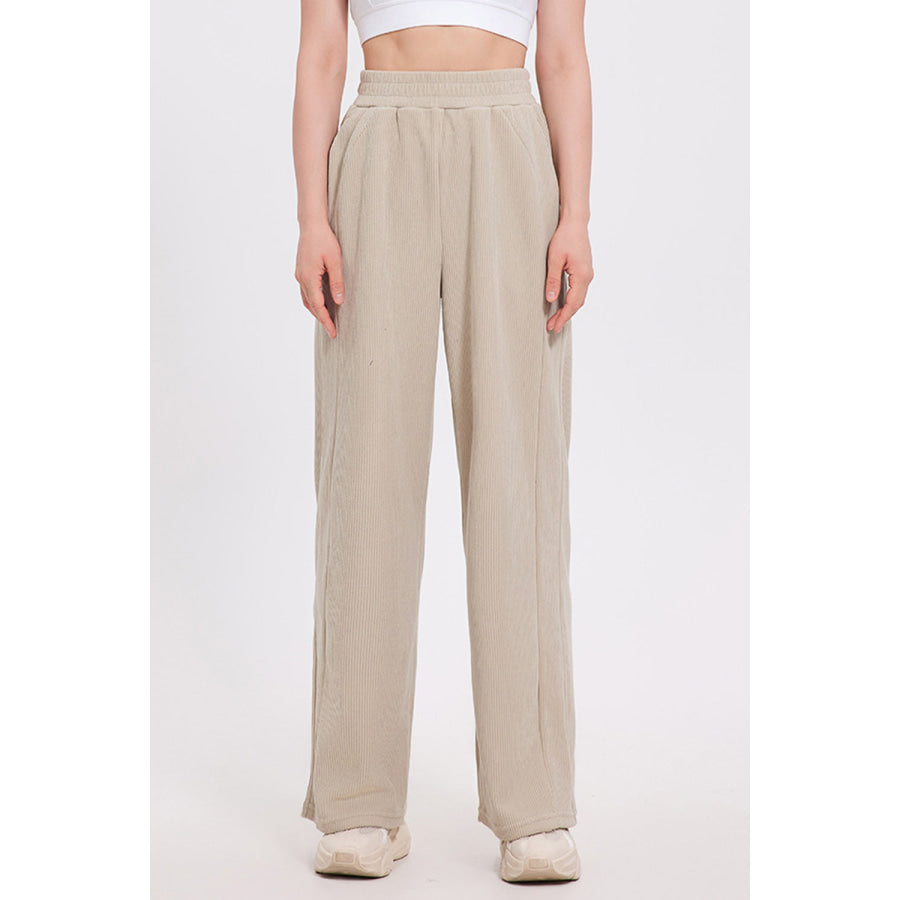 Basic Bae Elastic Waist Wide Leg Pants Apparel and Accessories