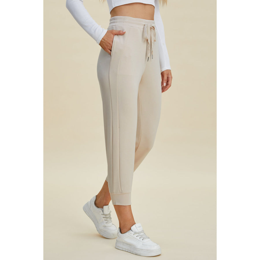 Basic Bae Full Size Air Scuba Drawstring High Waist Cropped Pants Apparel and Accessories