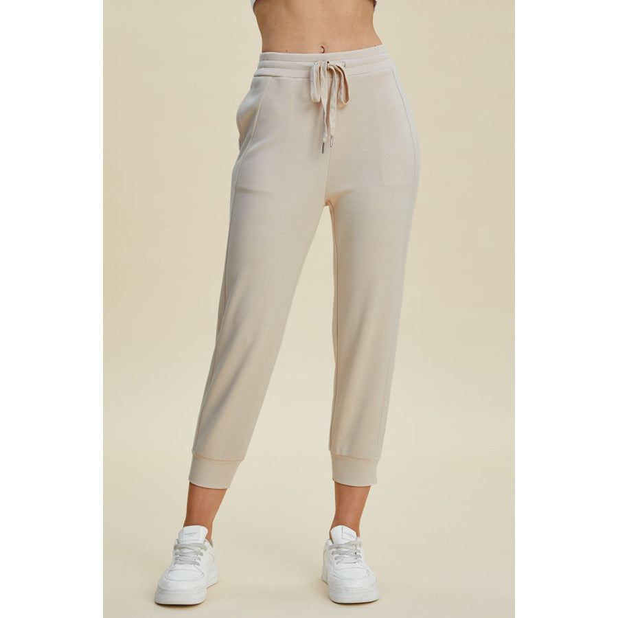 Basic Bae Full Size Air Scuba Drawstring High Waist Cropped Pants Apparel and Accessories