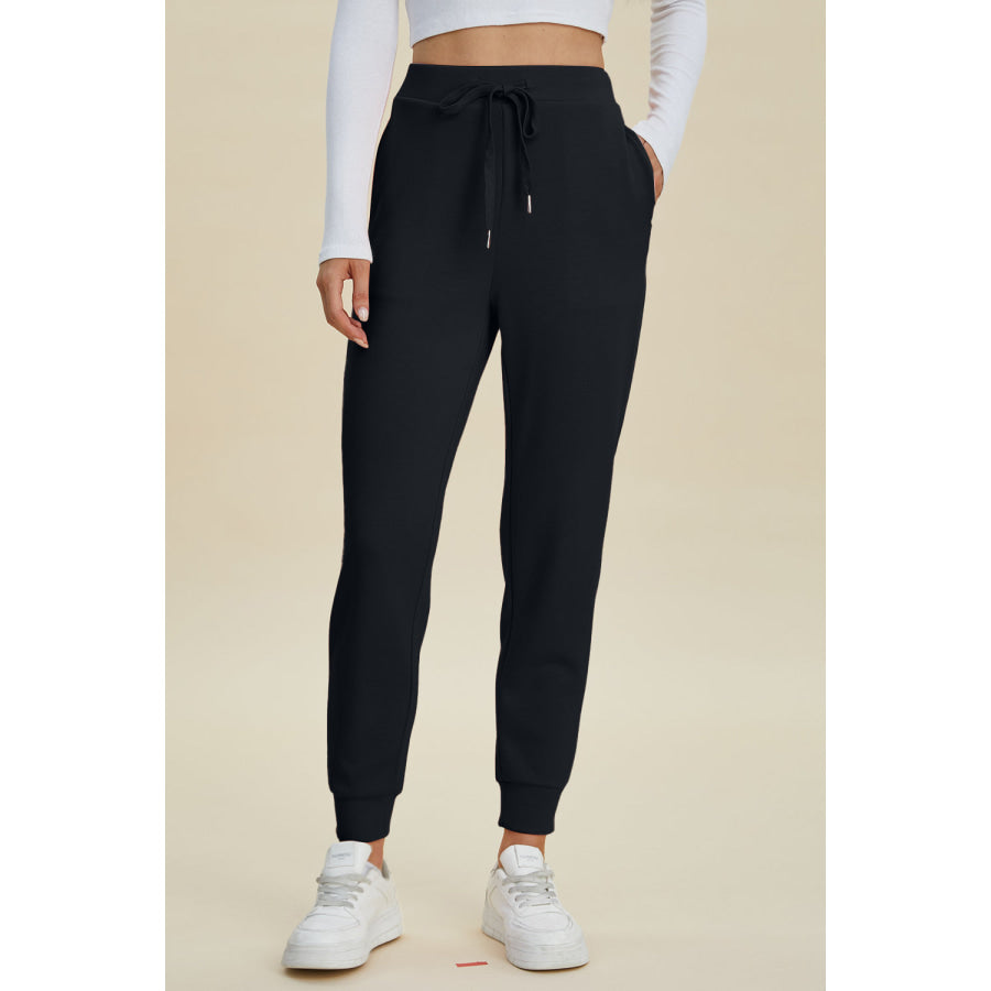 Basic Bae Full Size Air Scuba Drawstring High Waist Joggers Black / S Apparel and Accessories