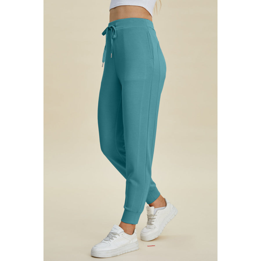 Basic Bae Full Size Air Scuba Drawstring High Waist Joggers Teal / XL Apparel and Accessories