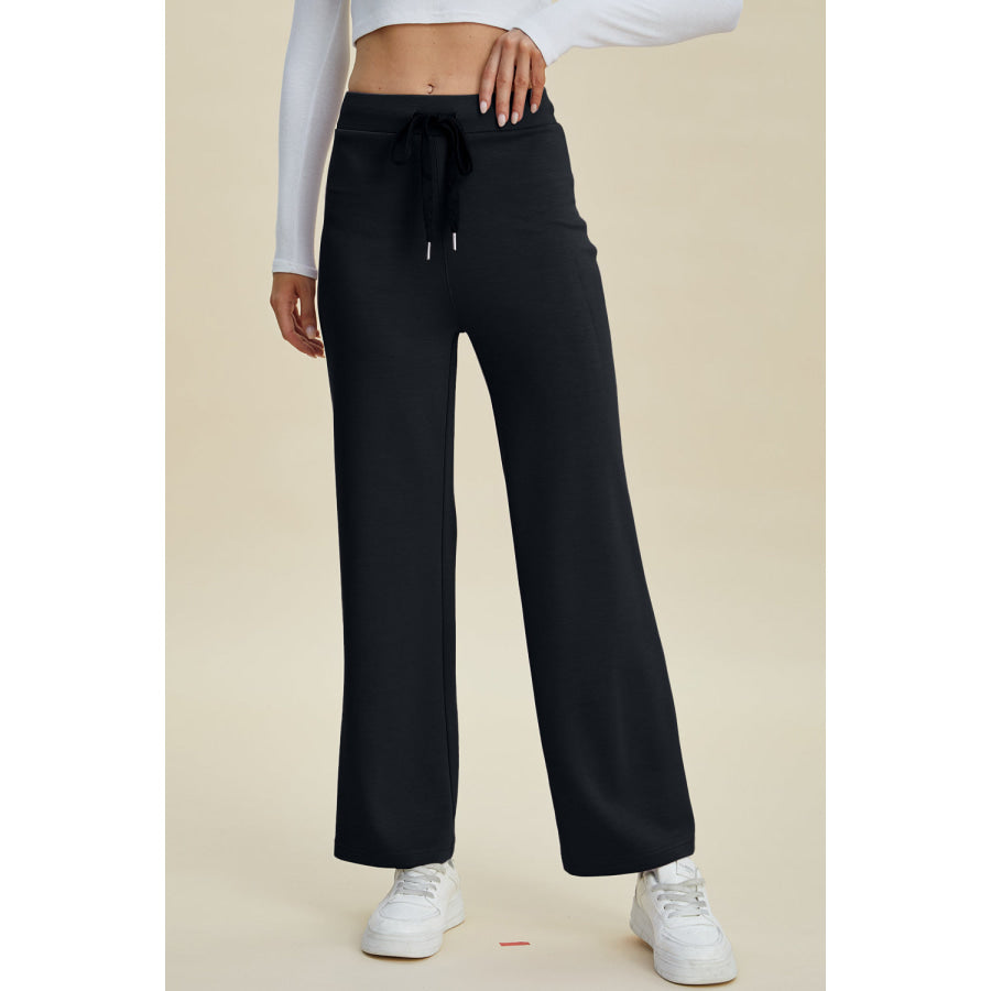 Basic Bae Full Size Air Scuba Drawstring Wide Leg Pants Black / S Apparel and Accessories