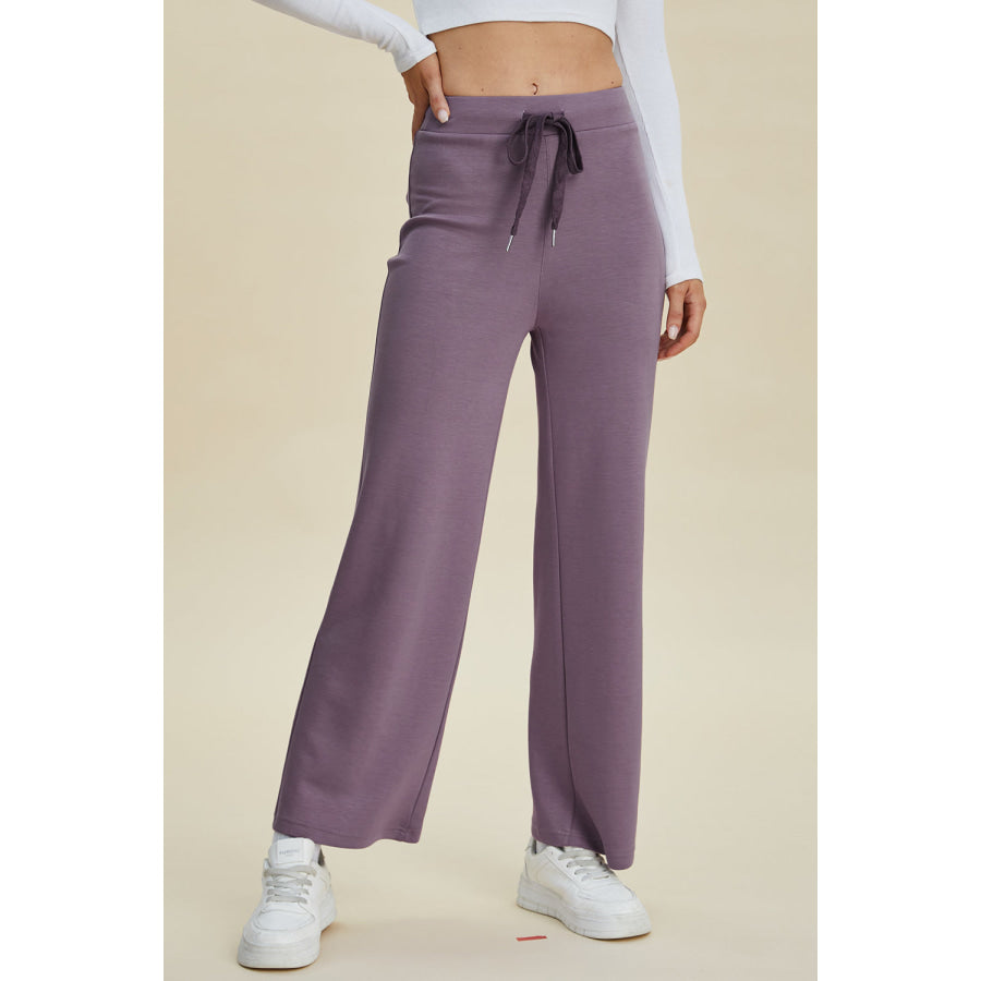 Basic Bae Full Size Air Scuba Drawstring Wide Leg Pants Mauve / S Apparel and Accessories