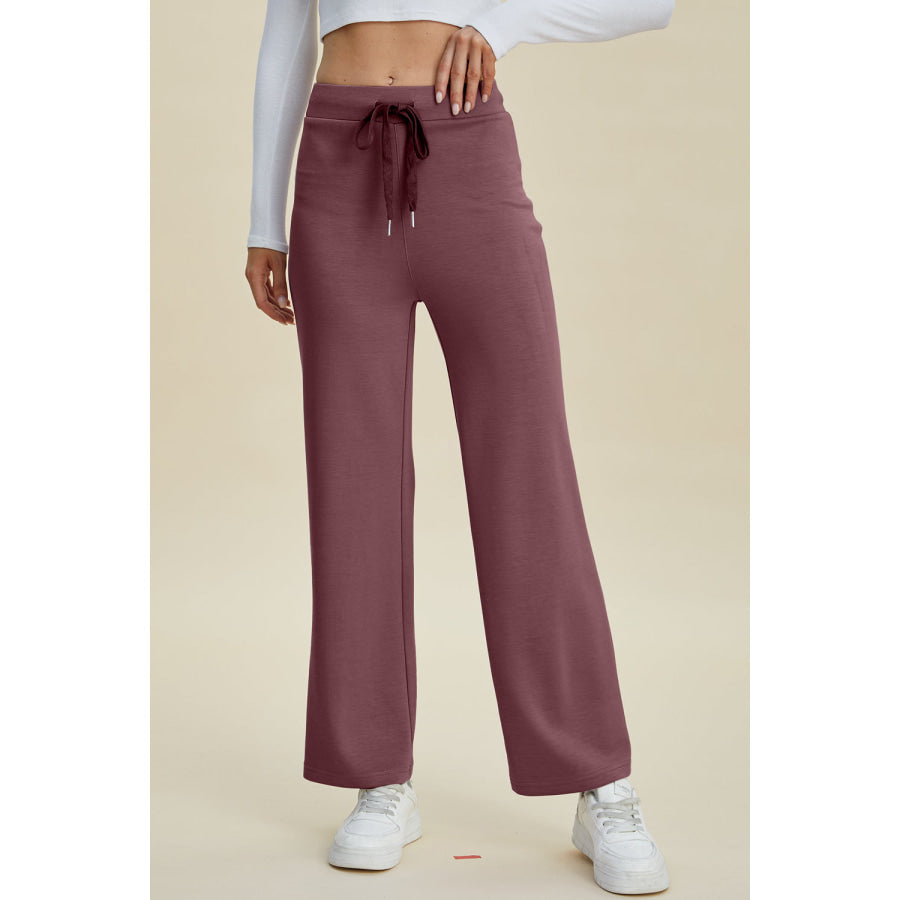 Basic Bae Full Size Air Scuba Drawstring Wide Leg Pants Moonlit Mauve / S Apparel and Accessories