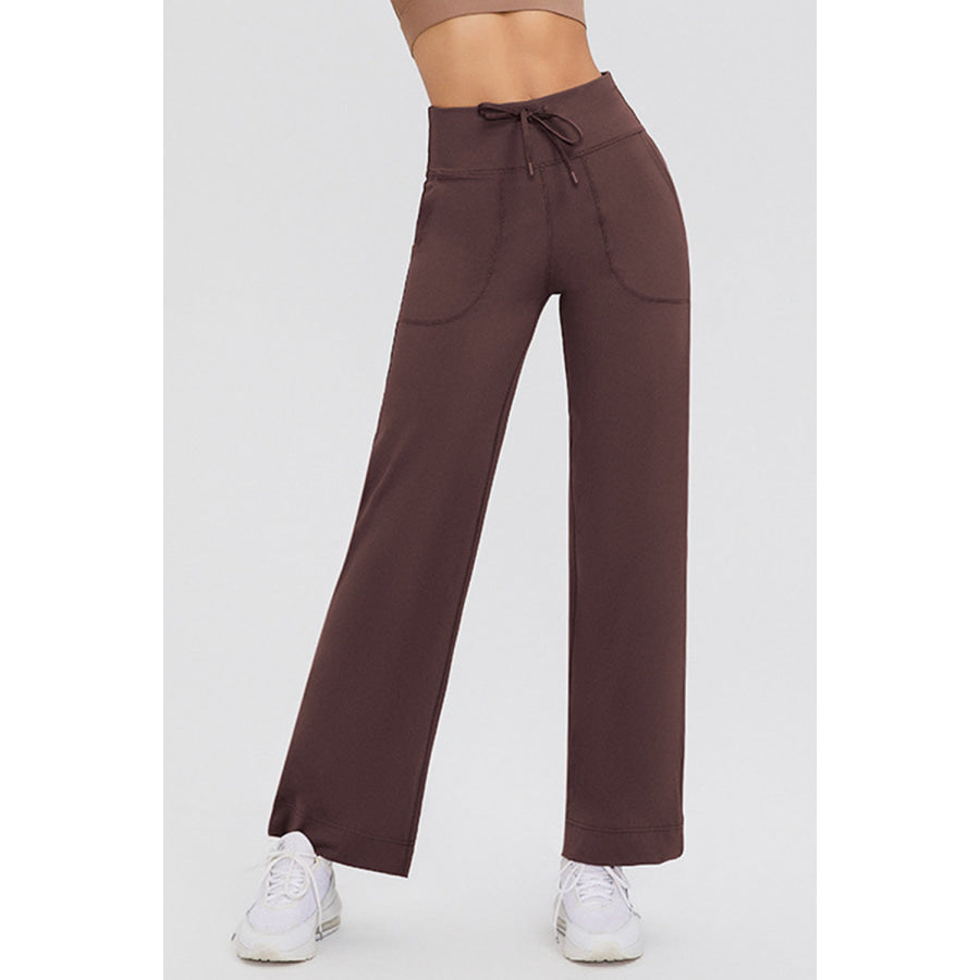 Basic Bae Full Size Drawstring High Waist Pants with Pockets Dark Brown / S Apparel and Accessories