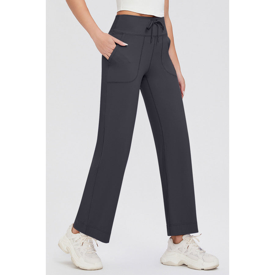 Basic Bae Full Size Drawstring High Waist Pants with Pockets Dark Gray / S Apparel and Accessories