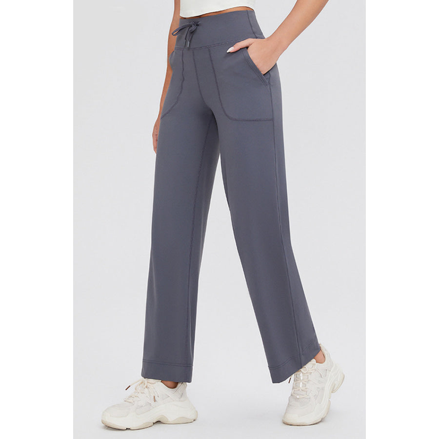 Basic Bae Full Size Drawstring High Waist Pants with Pockets Dusty Blue / S Apparel and Accessories