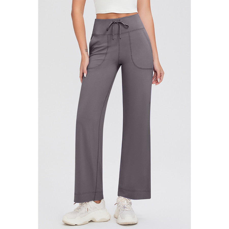 Basic Bae Full Size Drawstring High Waist Pants with Pockets Gray / S Apparel and Accessories