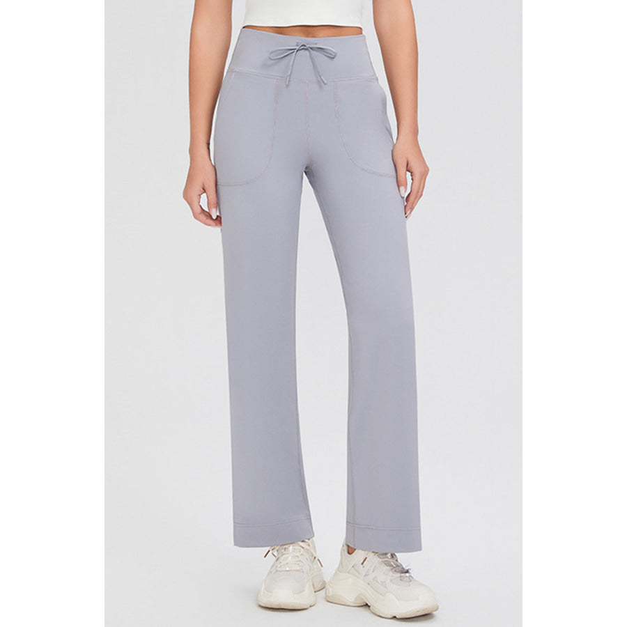 Basic Bae Full Size Drawstring High Waist Pants with Pockets Light Gray / S Apparel and Accessories