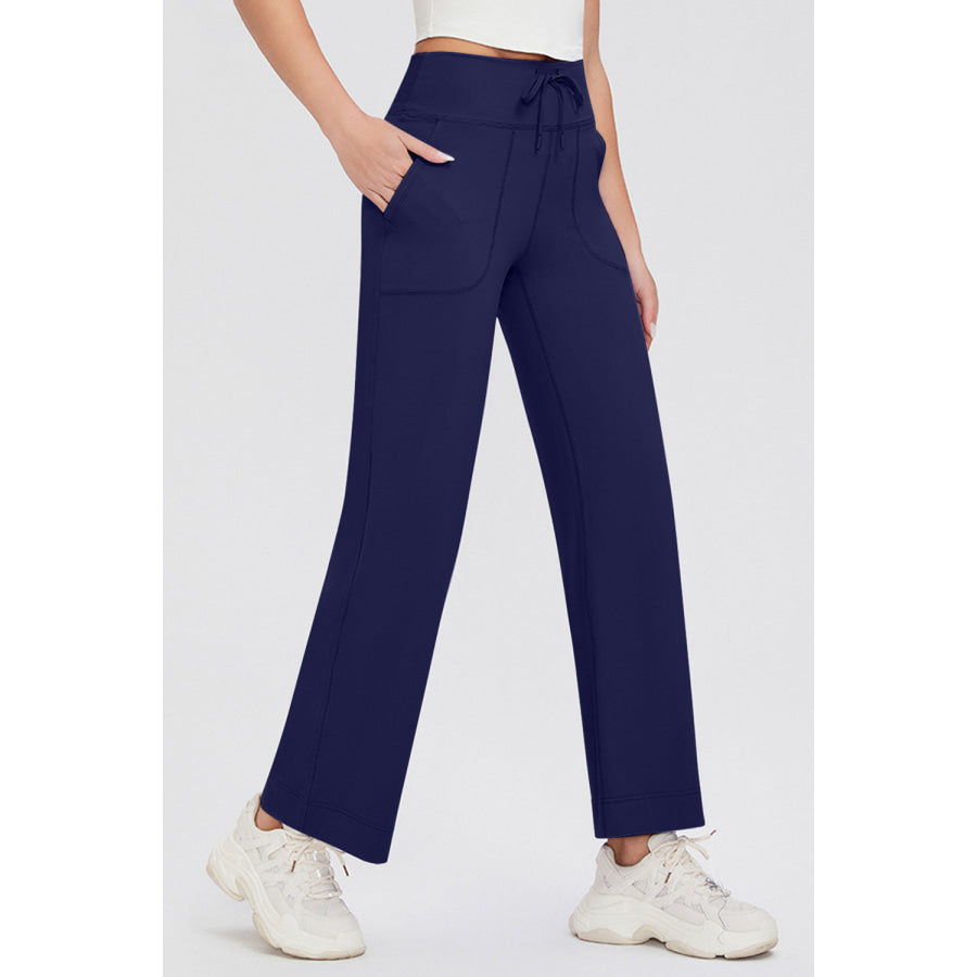 Basic Bae Full Size Drawstring High Waist Pants with Pockets Navy / S Apparel and Accessories