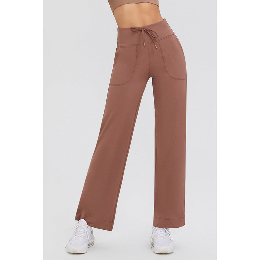 Basic Bae Full Size Drawstring High Waist Pants with Pockets Taupe / S Apparel and Accessories