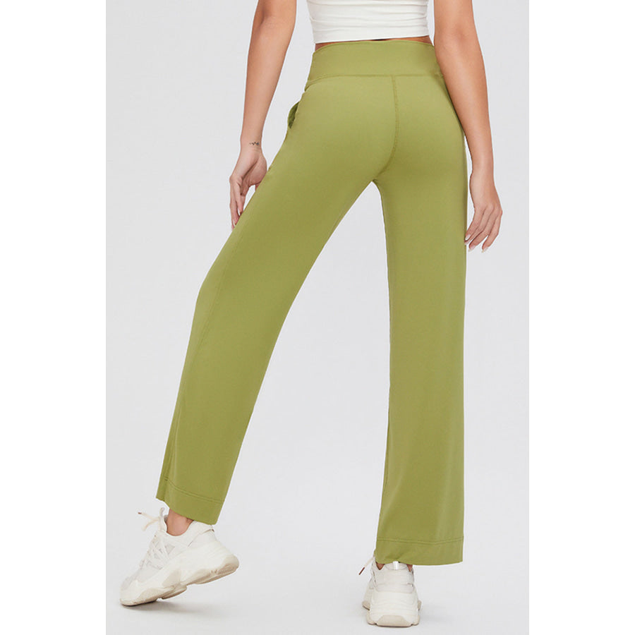 Basic Bae Full Size Drawstring High Waist Pants with Pockets Yellow-Green / S Apparel and Accessories